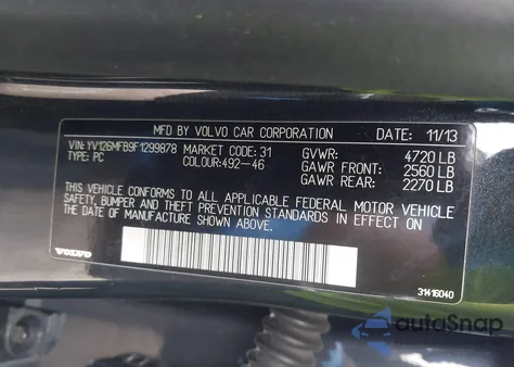 2015 Volvo S60 T5 Premier z USA, uszkodzony, nr VIN YV126MFB9F1299878